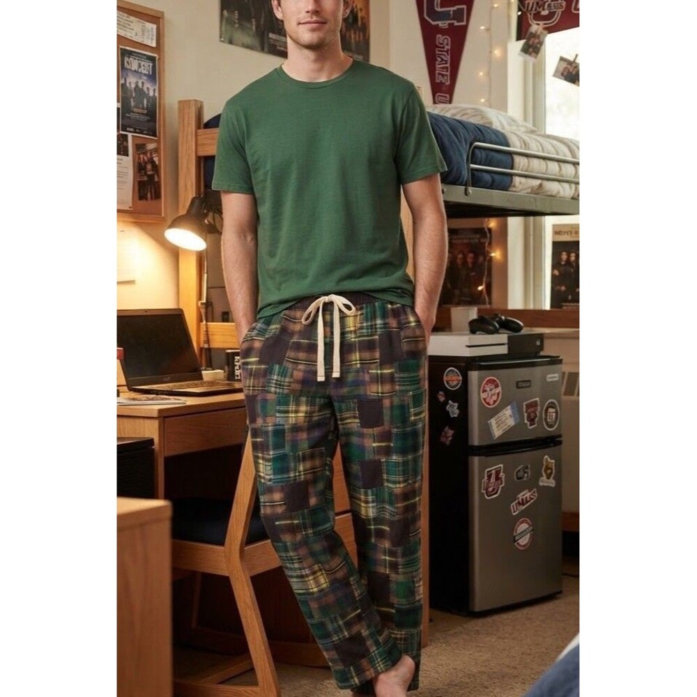 American Eagle Outfitters Y2K Vintage Madras Plaid Patchwork Dorm Pants Size M